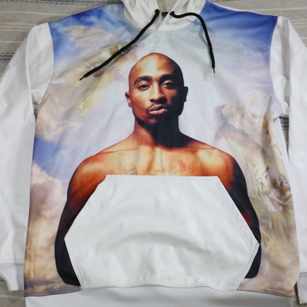 TUPAC 2PAC Heaven's Angel Print Hoodie Sz XL - Picture 3 of 8